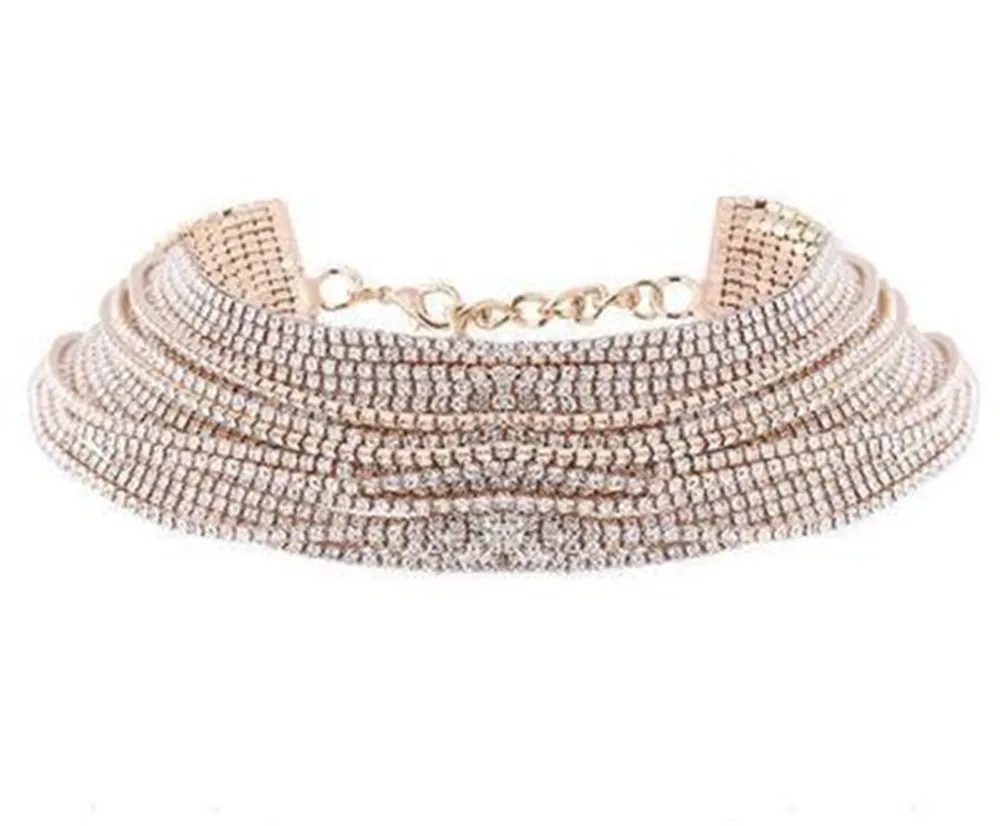 

Fashion Jewelry Version Of Personality Elements Trendy Women's Necklace Necklace Rhinestone Multi-Layer Choker Necklace