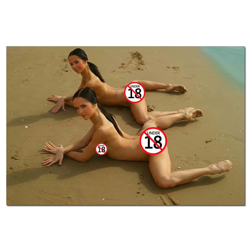 Сексуальные Близнецы девушки на пляже Современная Картина холсте обои настенные