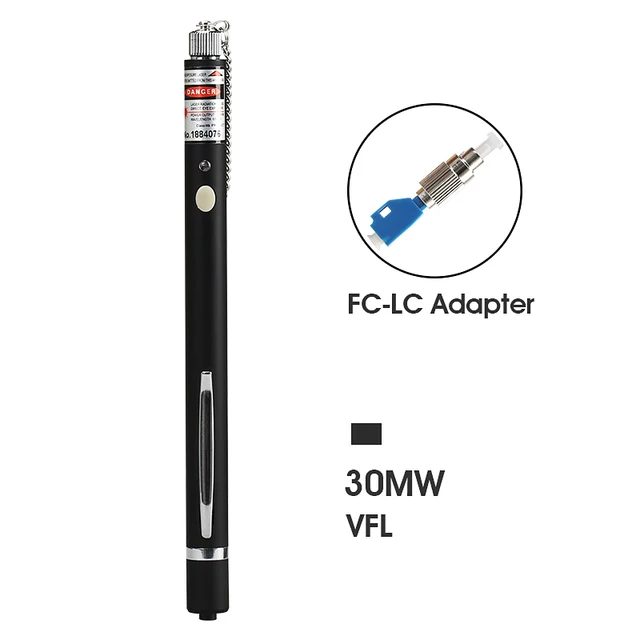 

30MW Red Laser Fiber Optic Visual Fault Locator Cable Tester Meter with 2.5mm Universal SC/FC/ST Connector VFL 10km/20km/30km