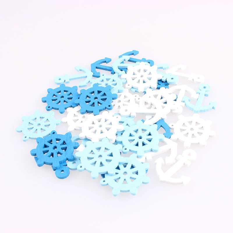 Якорь деревянные пуговицы смешанные ткани для одежды DIY Декор с якорем