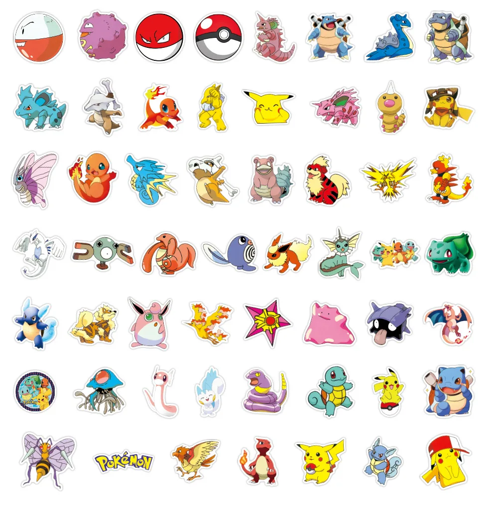 Pegatinas de dibujos animados para ni&ntilde;os, juguetes impermeables de Pok&eacute;mon Kawaii, Pikachu, Stikers, Skateboard, bicicleta, guitarra, port&aacute;til, 50 Uds.-2