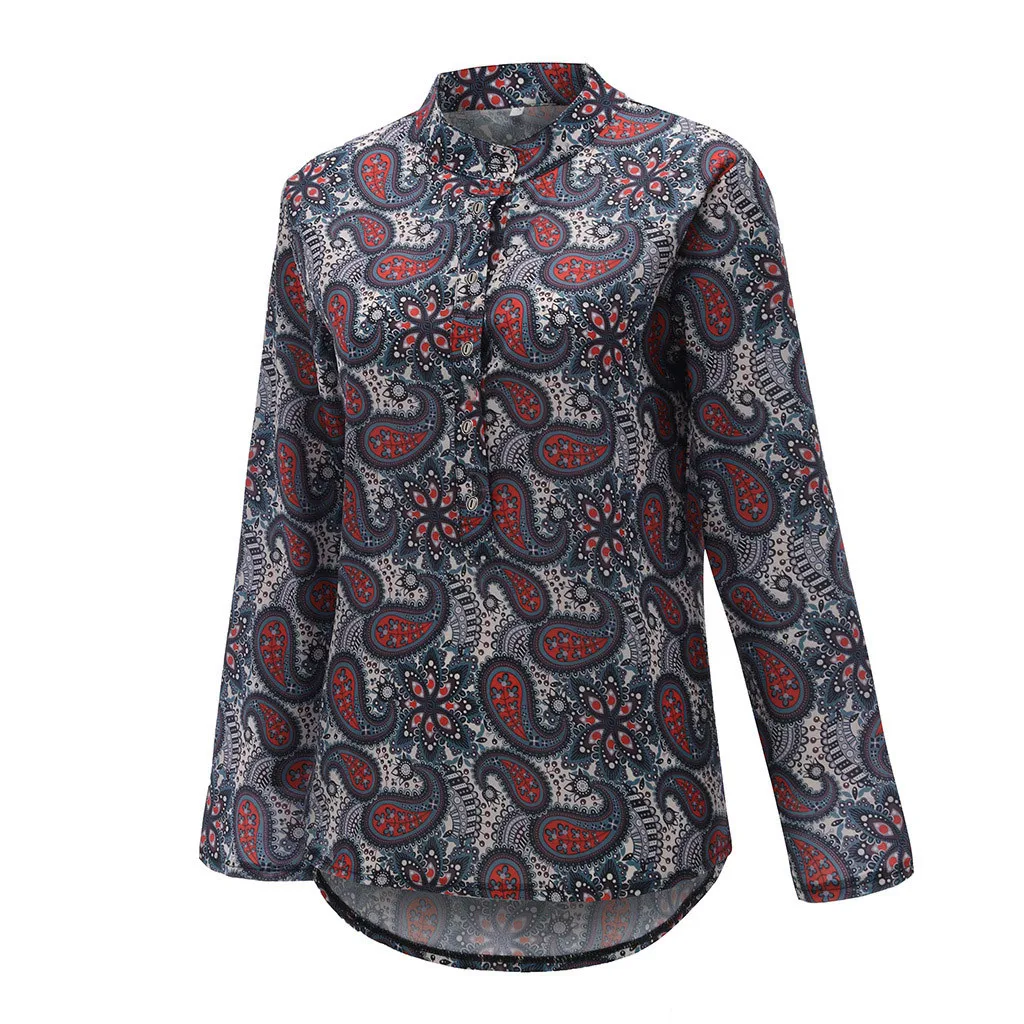 Женские блузки с принтом рубашки в этническом стиле блузка длинным рукавом