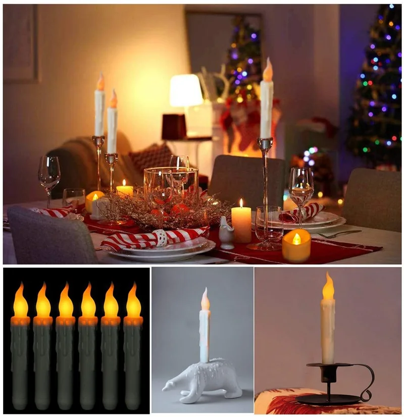 Свечи светодиодные конусные с пультом дистанционного управления 6/12 шт.