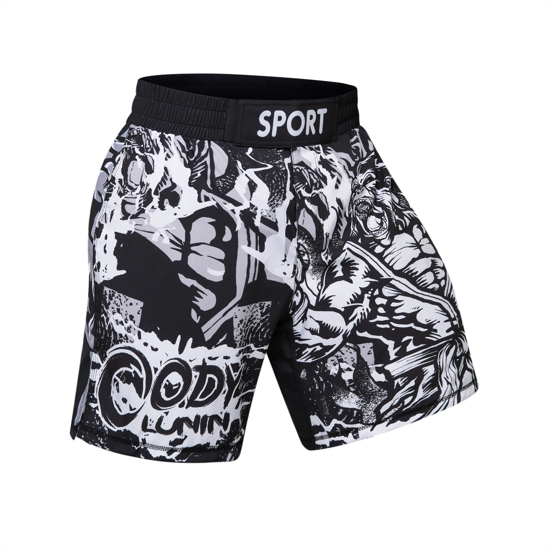 

Summer Popular Fashion New Design Print Sportswear Body Protector Suit Boxing Training Shorts On Black For Boys Sprot Shorts