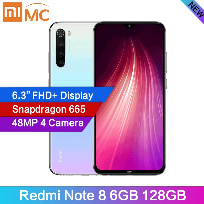 Оригинал Xiaomi Redmi Note 8 6 ГБ ОЗУ 128 мобильный телефон 48мп четыре камеры 3 дюймов FHD все