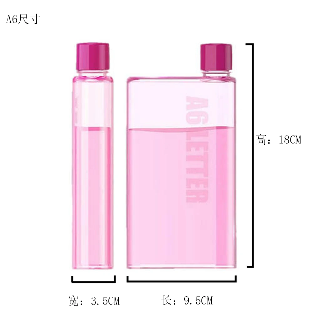

Flat Water Bottle 325ml/420ml Ingenious Notebook Cup Portable Drinks Kettle For Office School Outdoor Travel Various Colors