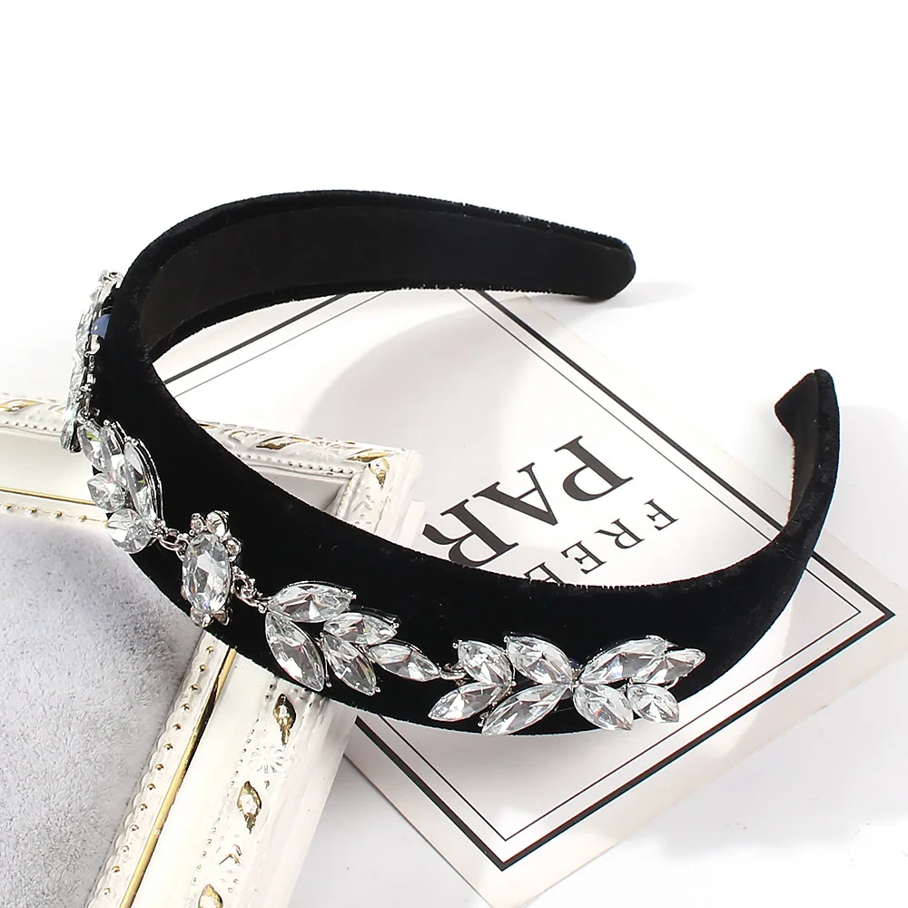 2019 новая зимняя Вельветовая черная лента для волос в форме листьев Форма обруч со