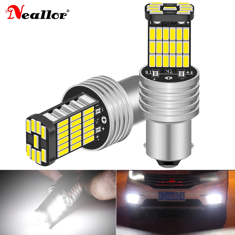 2PCS 1156 BA15S P21W S25 7506 LED Bulbs High Power 45pcs 4014SMD Super Bright 1200LM Replace For Car Reversing Light White Diode