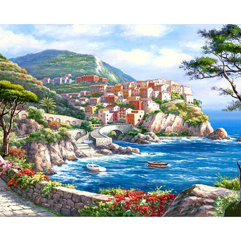 Картина по номерам GATYZTORY для взрослых и детей рисунок Морской дом самодельная