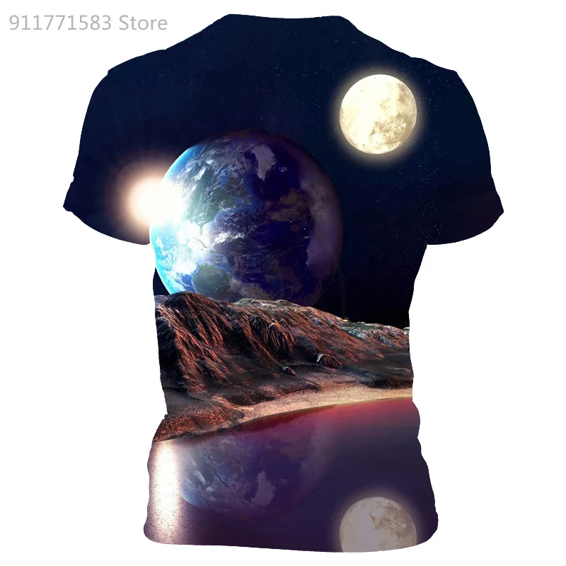 

2021 summer round neck shirt trendy streetwear new fashion men's T-shirt beautiful starry sky tops 3D printed short sleeve