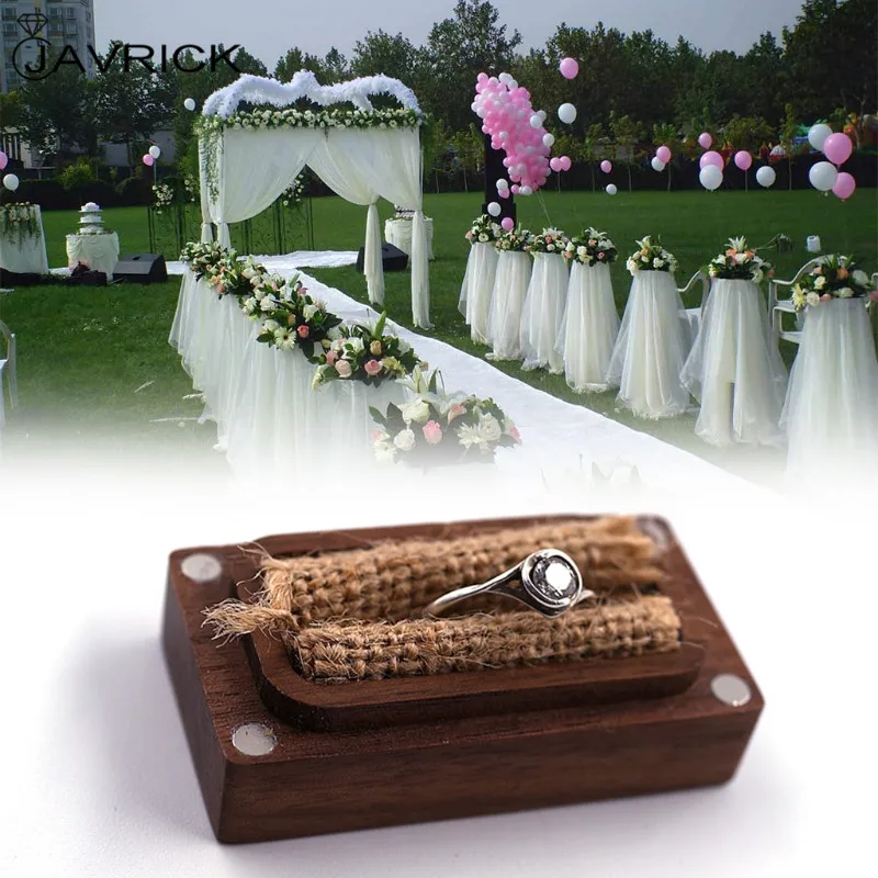 

Black Walnut RectanglePersonalized Rustic Wedding Wood Ring Box Holder Wedding Ring Bearer Jewelry Box for Wedding Gift