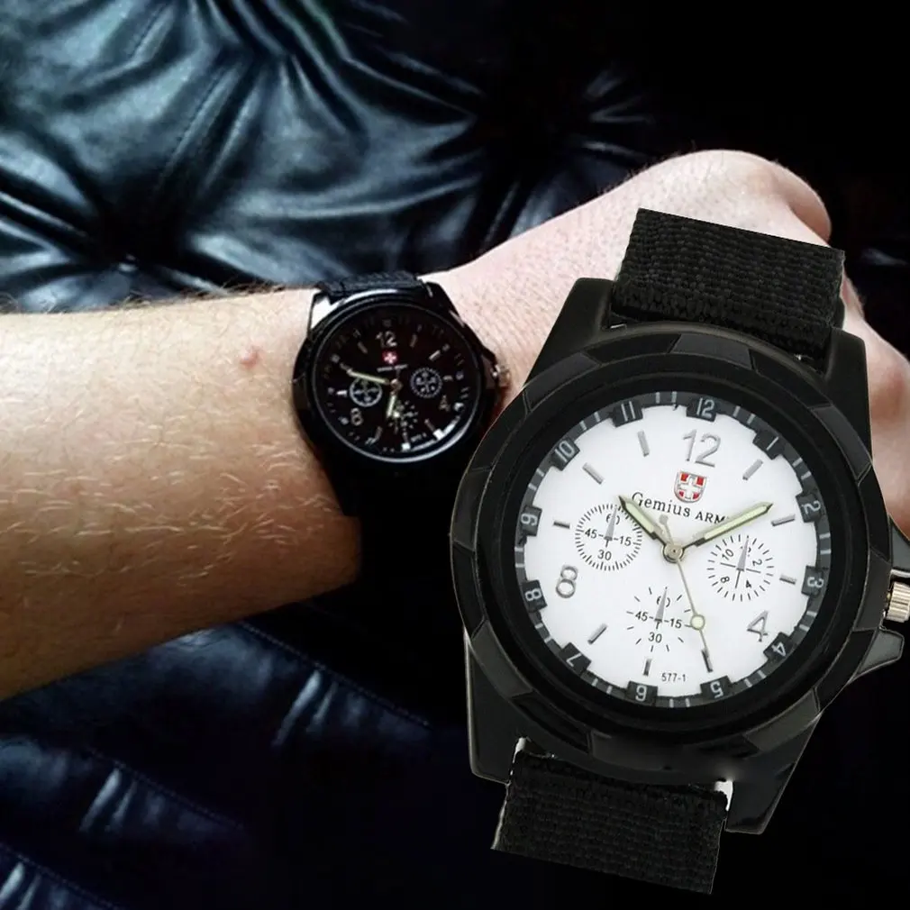 Хронография спортивные часы водонепроницаемый нейлоновый ремешок Мужские