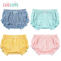 infant baby girls shorts princess bow toddler bloomers candy colour plaid ruffle newborn cotton panties girls diaper covers