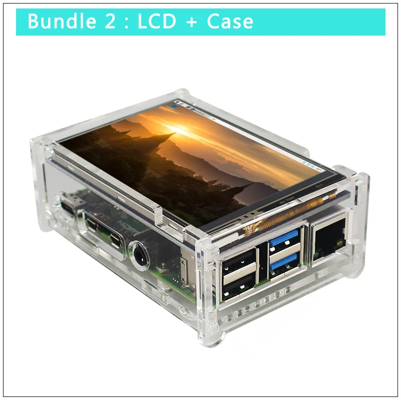Bundle 2 Rapberry Pi 4 Модель B 3,5 дюймовый сенсорный ЖК-экран 480x320 с сенсорной ручкой | акриловый чехол для Raspberry Pi 4 - Цвет: Bundle 2