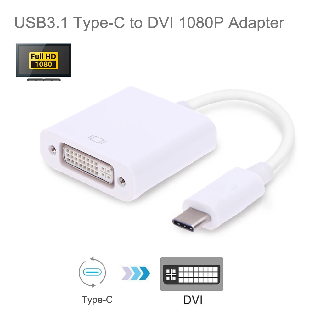 Кабель адаптер питания с разъемами USB 3 1 и DVI 1080P для Macbook Chrombook|Кабели VGA| |