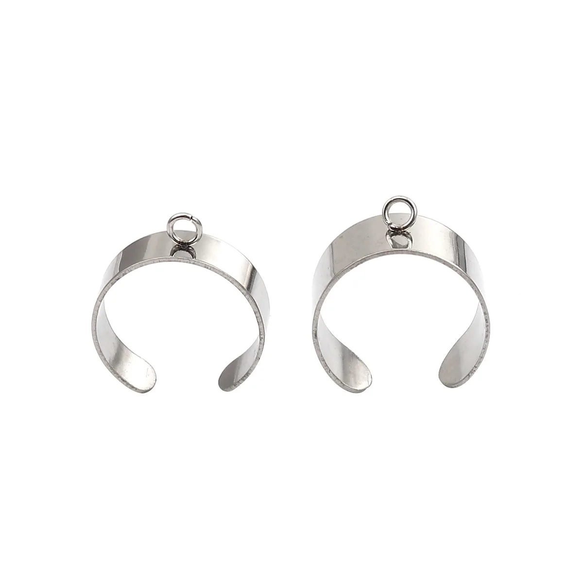 

DoreenBeads 6mm/10mm Stainless Steel Open Rings Silver Color U-shaped W/ Open Loop DIY Making Jewelry 18.1mm(US Size 8), 10 PCs