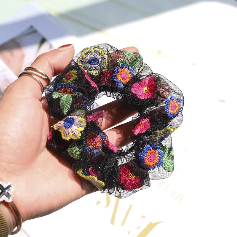 

Embroidered Flower Net Lace Hairband Elegant Little Flower Hair Tie Women's Hair Rope D546