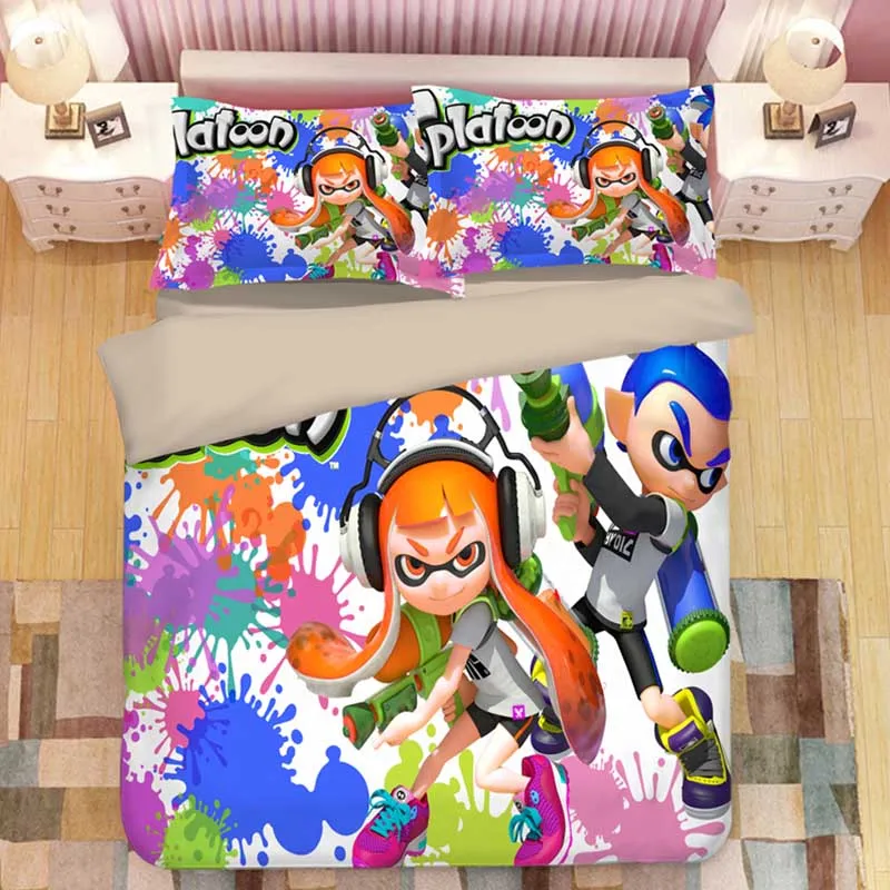 Splatoon мультяшный Комплект постельного белья, пододеяльники, наволочки Splatoon, 2 игровые одеяла, Комплект постельного белья s, постельное белье, Комплект постельного белья - Цвет: 6