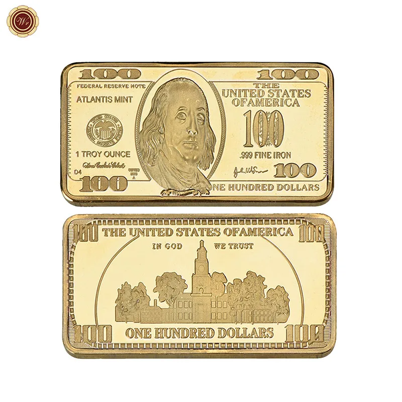 gold bar 7 WR 7 шт./лот долларов США ВЫЗОВ Золотой бар с монетницей Америка коллекционные монеты слиток Набор сувениры подарки дропшиппинг - Цвет: gold bar 7