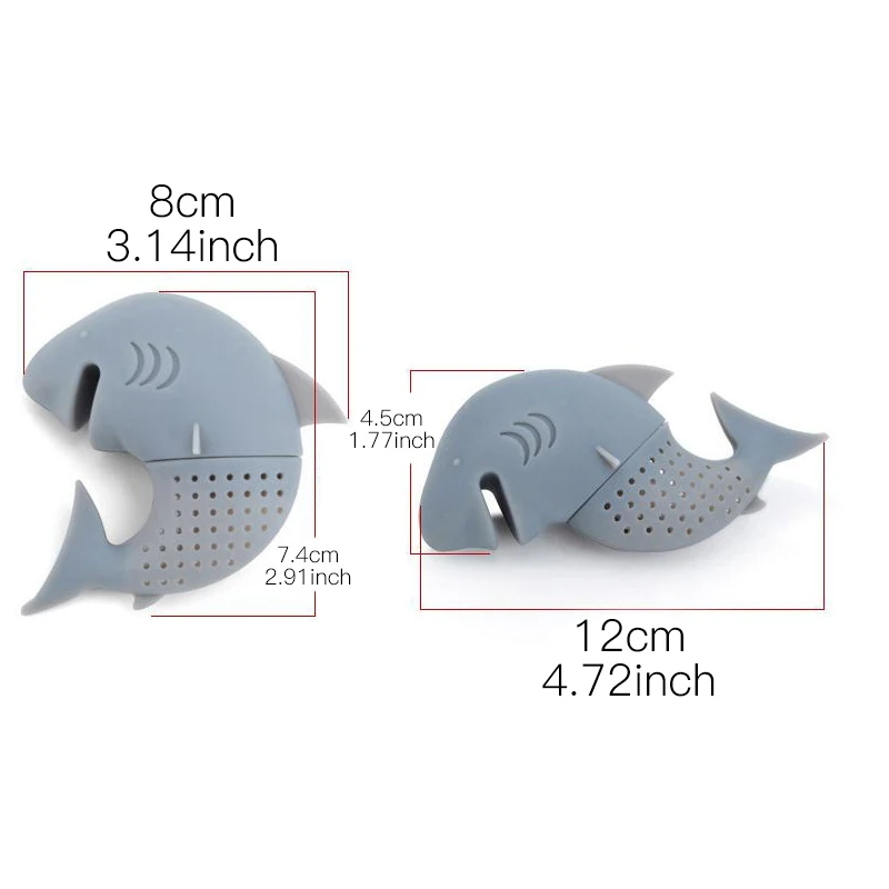 Силиконовый Фильтр для чая в форме акулы милая чайная Ситечка листьев россыпью