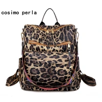 fashion pu leather backpacks for women 2021brown leopard pattern travel shoulder bag luxury designer animal prints bagpack