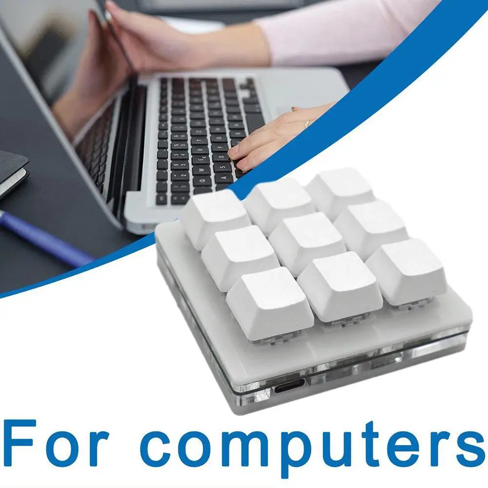 

New 9-key Mini Keyboard Copy And Paste Custom Shortcut Mechanical 1.5M One-key For Computer Cable Keys Password Laptop USB N2W4