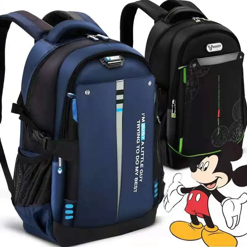 Genuine Disney Mickey New School Bags For Boys Primary Student Shoulder Orthopedic Backpack Large Capacity Light Mochila Escolar