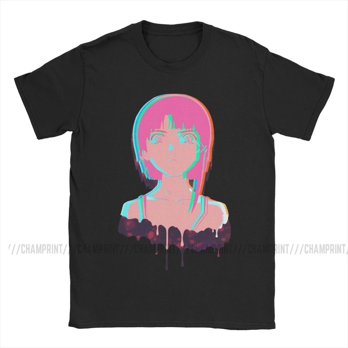 Серийные эксперименты Lain Футболка Мужская хлопковая футболка Glitch Iwakura манга Weeb
