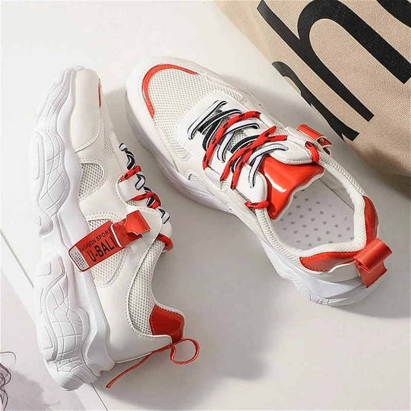 Кроссовки на платформе трендовая женская обувь толстой подошве для тренировок