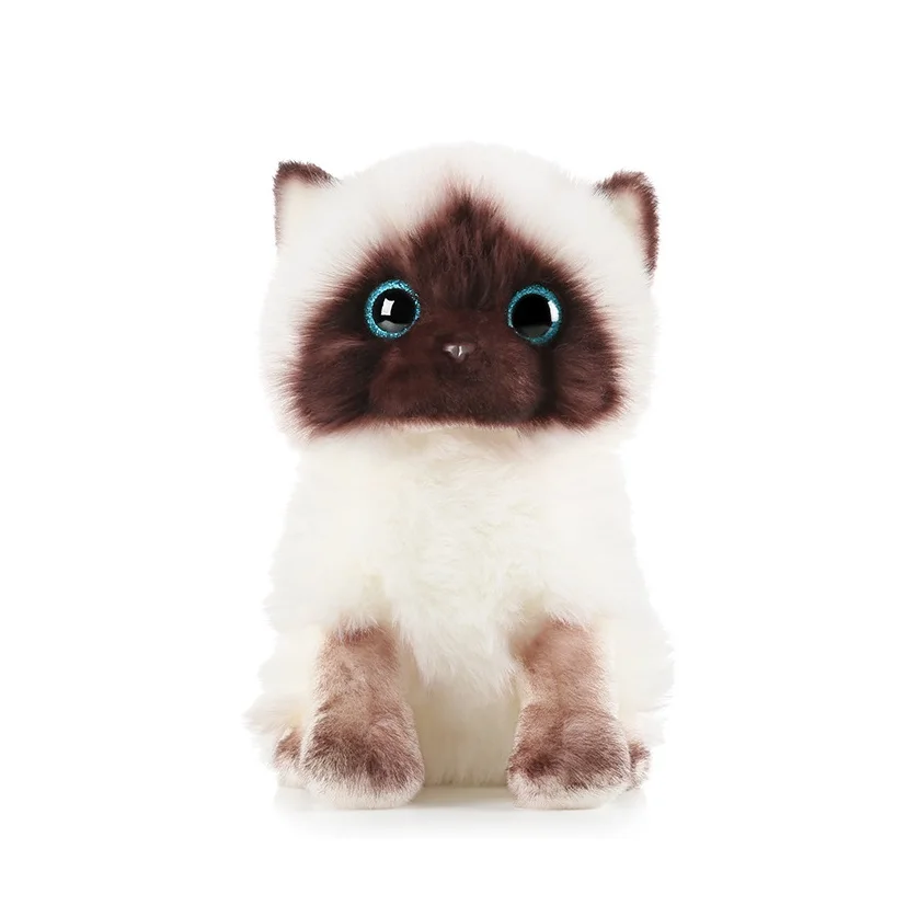 Имитация сиамского кота плюшевая игрушка синие блестки Глаза Мягкая кукла