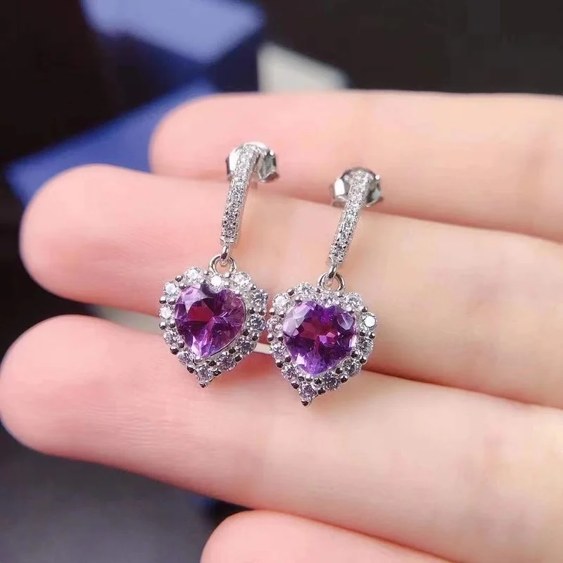 

Natural Amethyst Ear Studs with Stone Size of 6X6mm and 925 Sterling Silver for Women Fashionable Daily Jewelry Gifts Wear