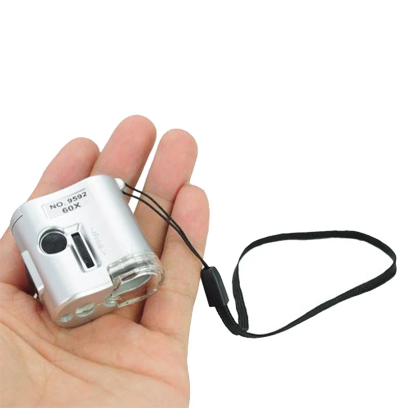 

Mini 60X Handheld Magnifying Glass Pocket Microscope Loupe Currency Detector Jeweler Magnifier With LED Light