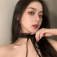 early han 2021 trend lace bow necklace south korean choker chain short temperament design sense choker sexy lady necklace