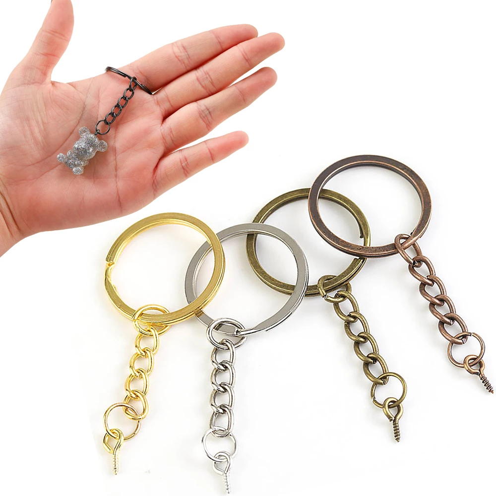 

10pcs/lot Screw Eye Pin Key Chain Key Ring Keychain with Eye Screws Bronze Rhodium Gold Split Keyrings for DIY Jewelry Making