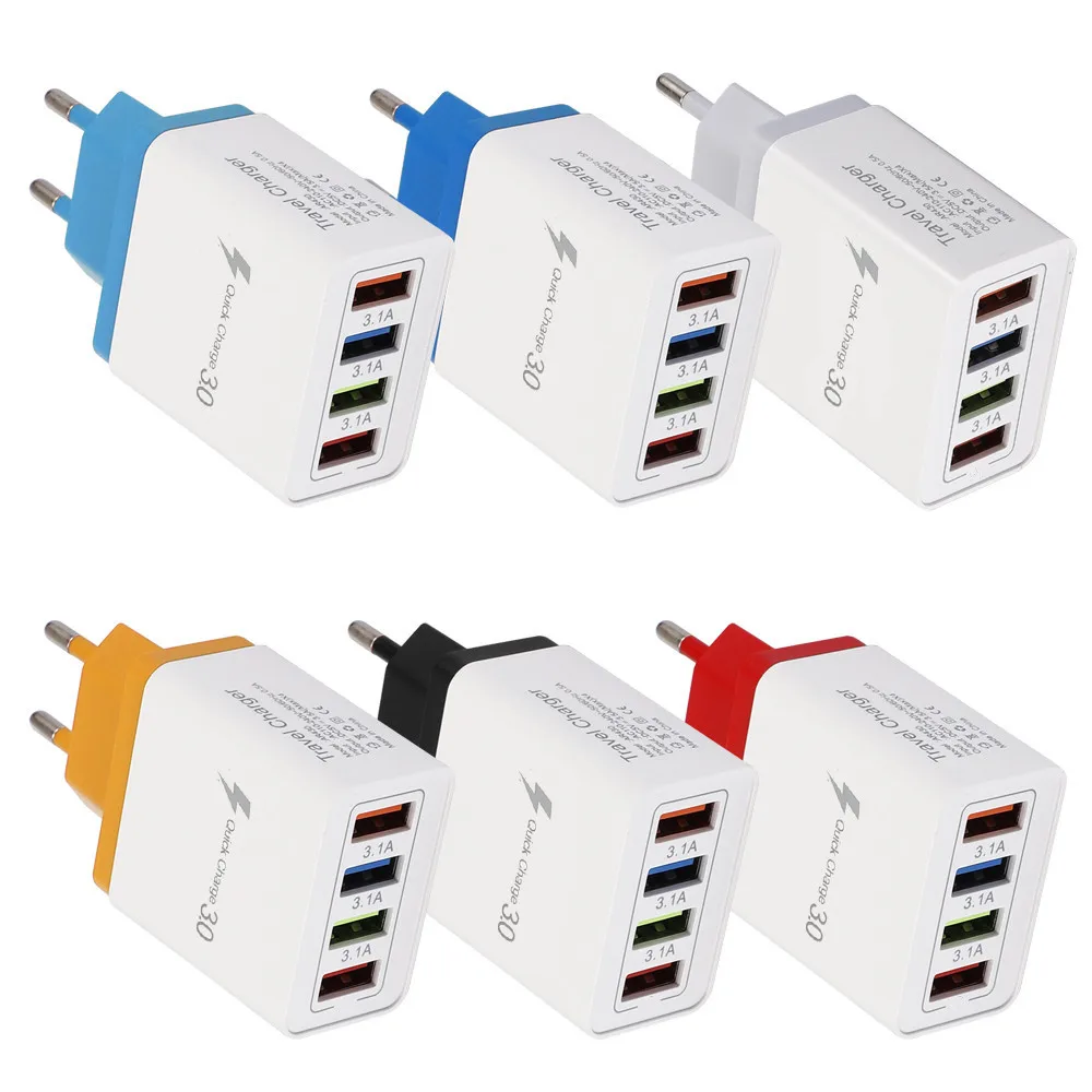 

4 Port QC 3.0 USB Hub Fast Quick Charging Wall Charger Power Adapter Plug For iPhone Xiaomi Huawei Mobile Phones