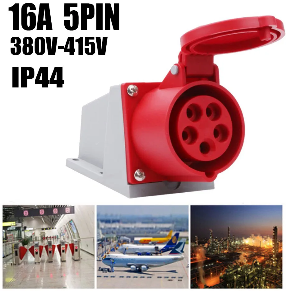 

IP44 3 Phase Industrial Socket Red + White Surface Weatherproof 380V-415V
