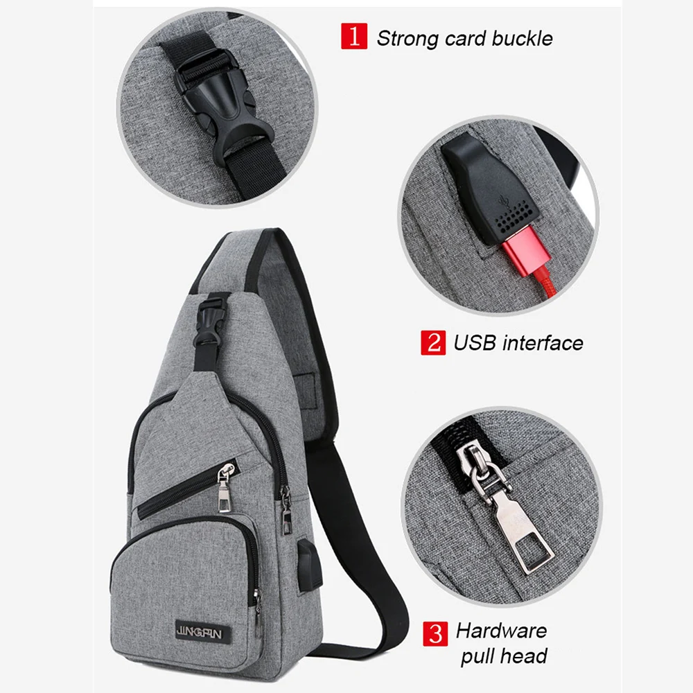 Usb зарядка нагрудная сумка водонепроницаемая износостойкая спортивная на одно