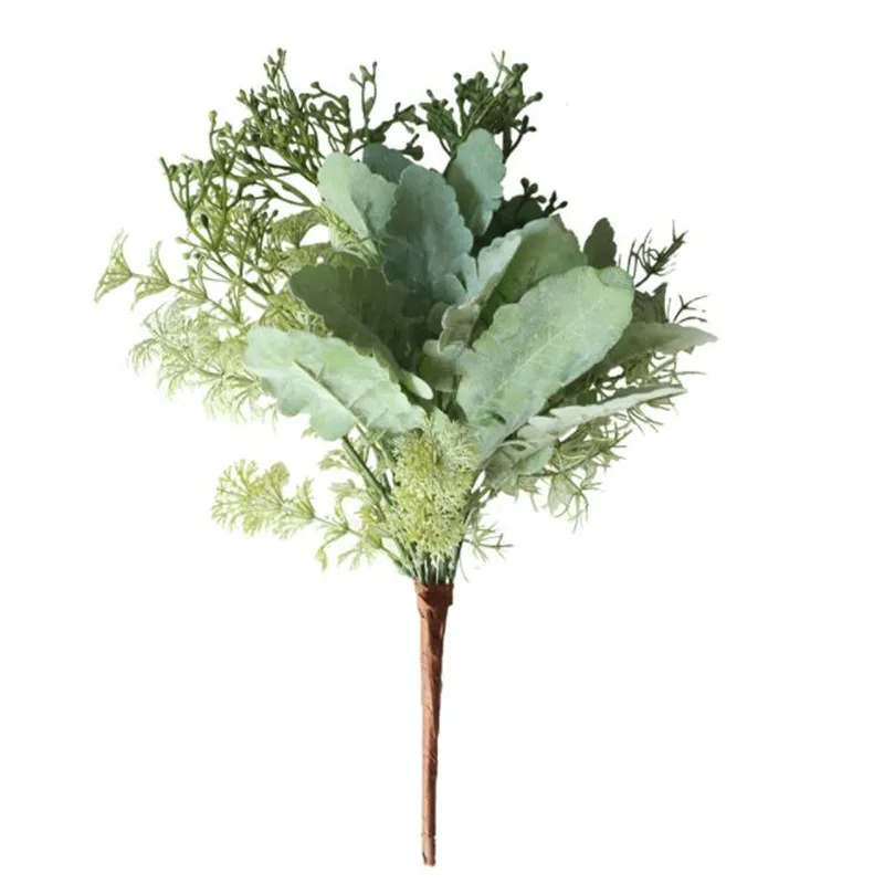 

Один искусственный Гибридный стиль зелень лист растение букет искусственная трава букет для домашвечерние стол цветочное украшение