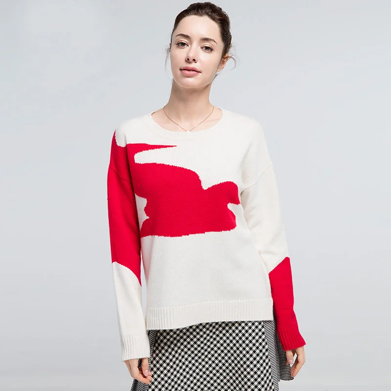 Женский шерстяной пуловер 90% 10% кашемировый свитер с круглым вырезом для женщин