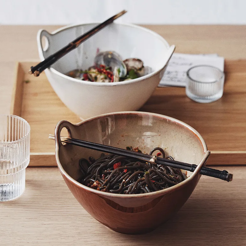 

Kinglang японская керамическая креативная суповая лапша, тарелка-труба, домашняя Личная посуда, миска для рамен, салатная ГЛУБОКАЯ ТАРЕЛКА