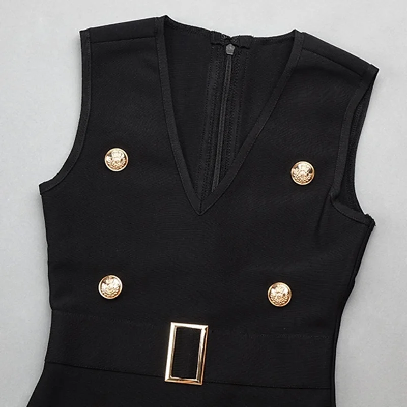 Женское облегающее платье на пуговицах VC открытое Клубное с V-образным вырезом и