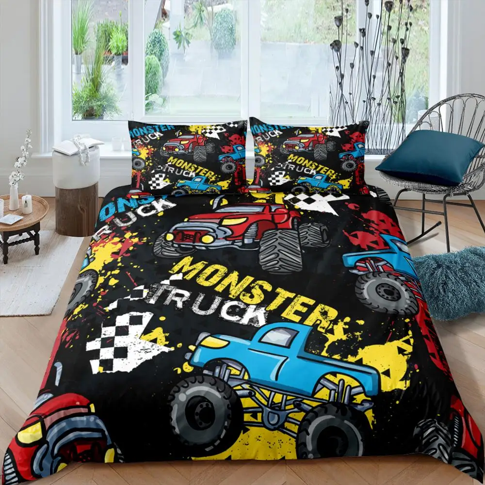 

3D Print Cartoon Car Duvet Cover Bedding Set Queen Size Comforter Bed Cover Set Bedclothes Quilt Set Multiple Size