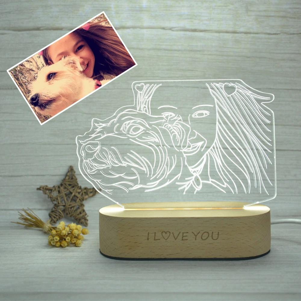 Персонализированные пользовательские фото 3D лампа USB ночник текст Настроить