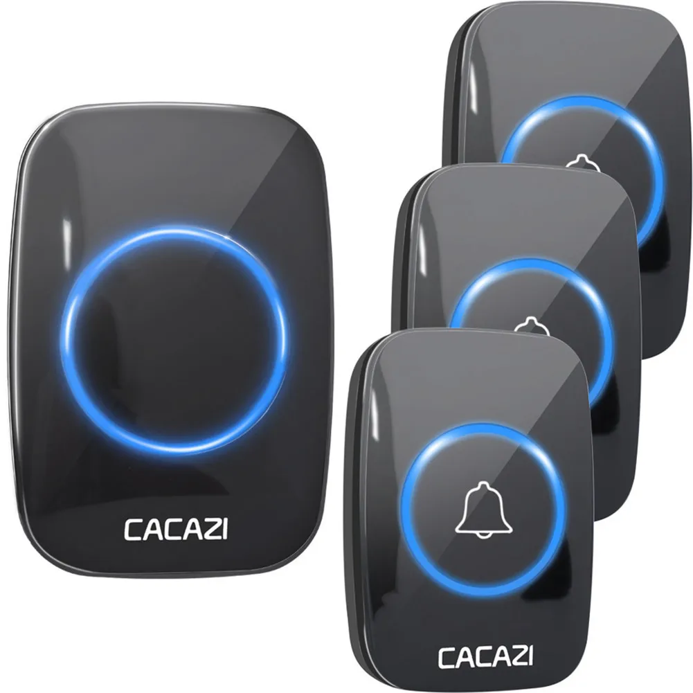 3 button 1 receiver CACAZI 60 Chime 110DB беспроводной дверной звонок Водонепроницаемый 300 м Пульт дистанционного управления ЕС вилка умный дверной звонок батарея 1 2 3 Кнопка 1 2 3 4 Приемник - Цвет: 3 button 1 receiver