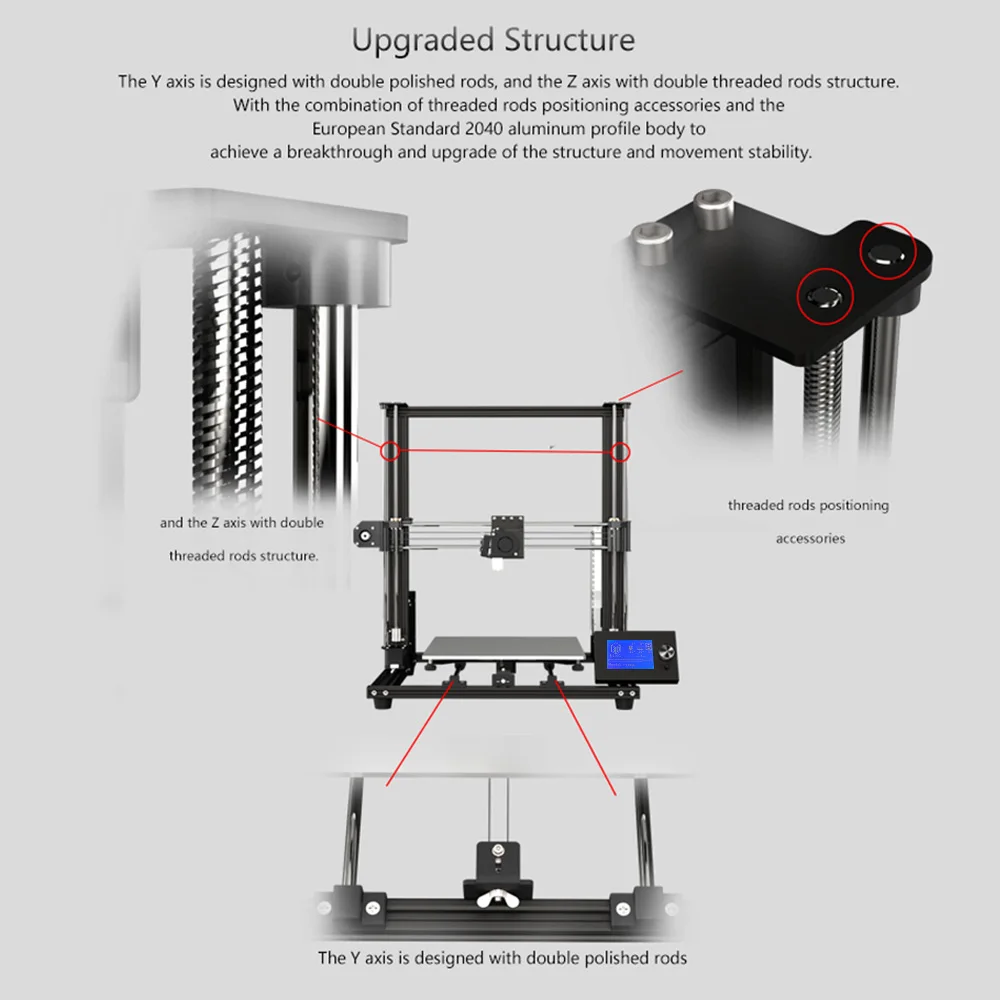 Anet A8 Plus Модернизированный Высокоточный DIY 3d принтер самостоятельная сборка Большая печать рамка из алюминиевого сплава подвижная ЖК-панель управления