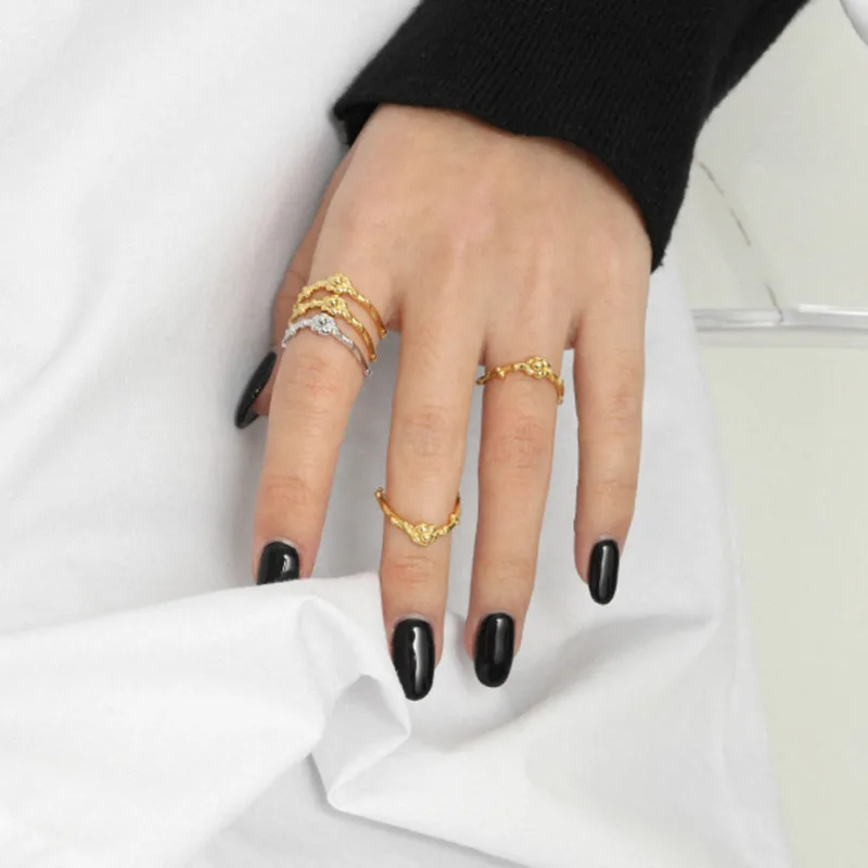 

Minimalist Rings For Women Sterling Silver 925 Irregular Personalited Gold Adjustable Ring Joyas De Plata 925 Mujer Fine Jewelry