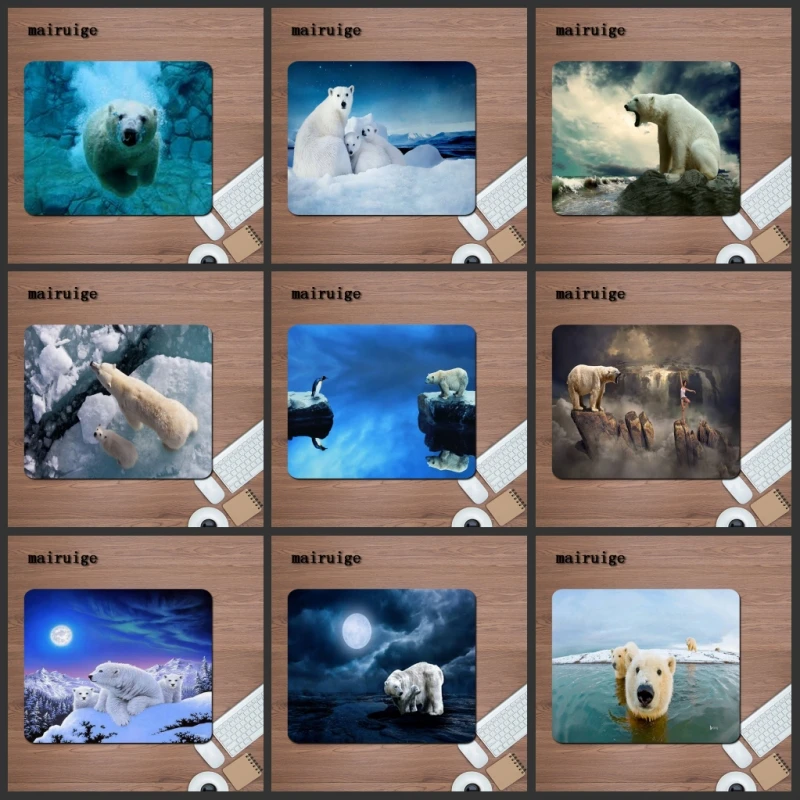 

Mairuige коврик для мыши с белым медведем 220x180 мм компьютерная Большая распродажа дешевая резиновая настольная клавиатура