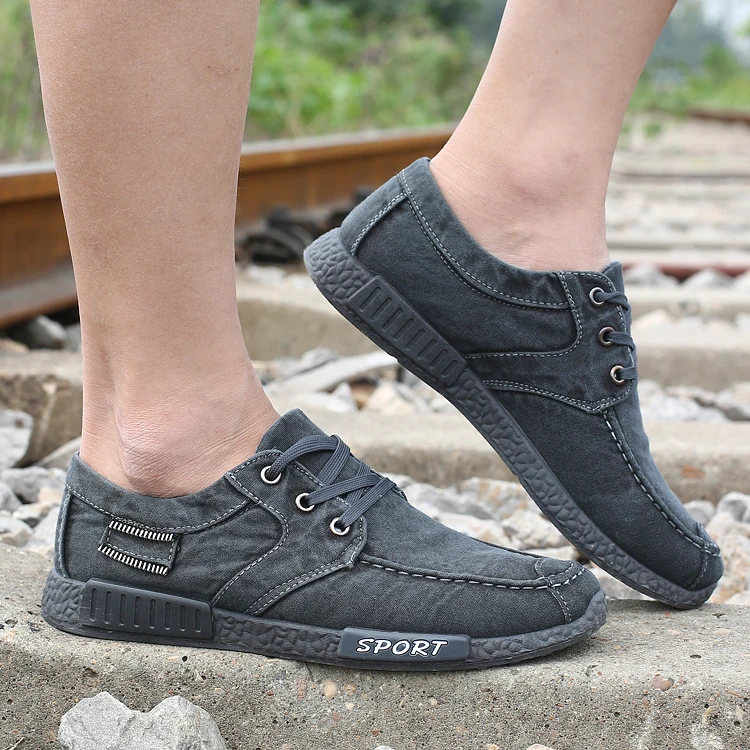Туфли мужские джинсовые без застежки повседневная обувь из денима холщовые