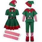 Изумрудно-зеленым, бело-серые штаны для девочек с рождественским изображением костюмы для костюмированной вечеринки; Для праздника Санта Клаус для девочек и мальчиков на новый год одежда для детей рождественское вечернее изящное платье