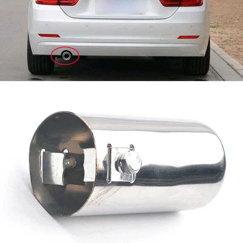 

Universal Stainless Steel Car Tuning Rear Round Exhaust Pipe Tail Throat Muffler Tip Silver Automotive Tools Car Accessories